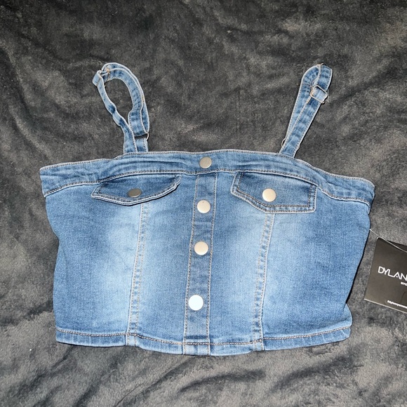 Blue Denim Crop Top - Picture 1 of 4
